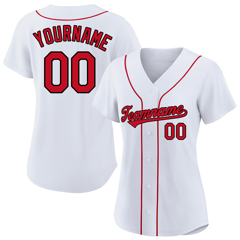customized authentic baseball jersey white red-black mesh