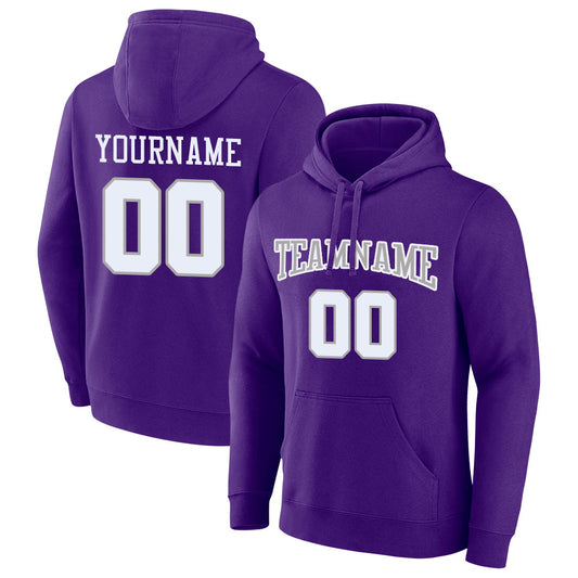 custom authentic pullover sweatshirt hoodie purple-white-gray default title