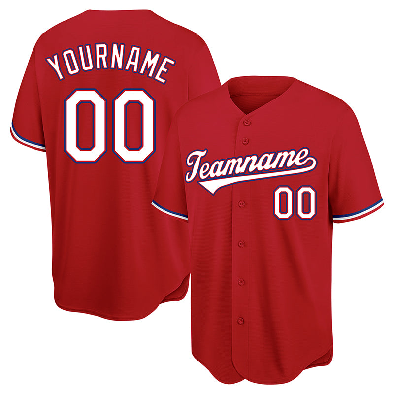 customized authentic baseball jersey red-white-roayl mesh