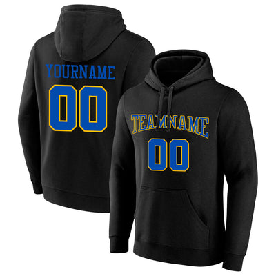 custom authentic pullover sweatshirt hoodie black-blue-yellow