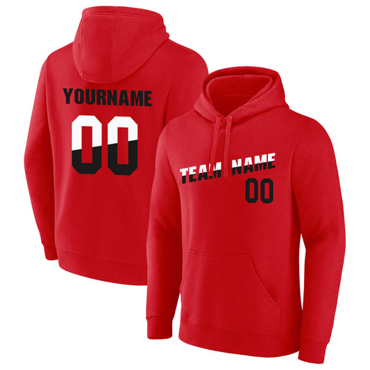 custom authentic pullover sweatshirt hoodie red-black-white
