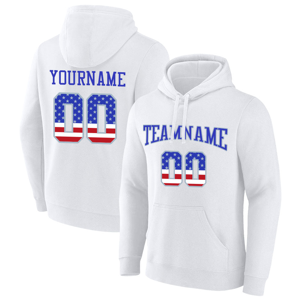 custom authentic pullover sweatshirt hoodie white-royal-red