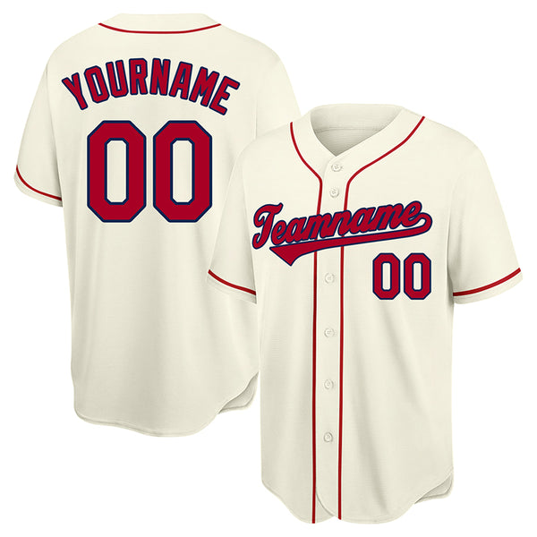 Custom Baseball Jersey Embroidered Your Names and Numbers – Cream/Red