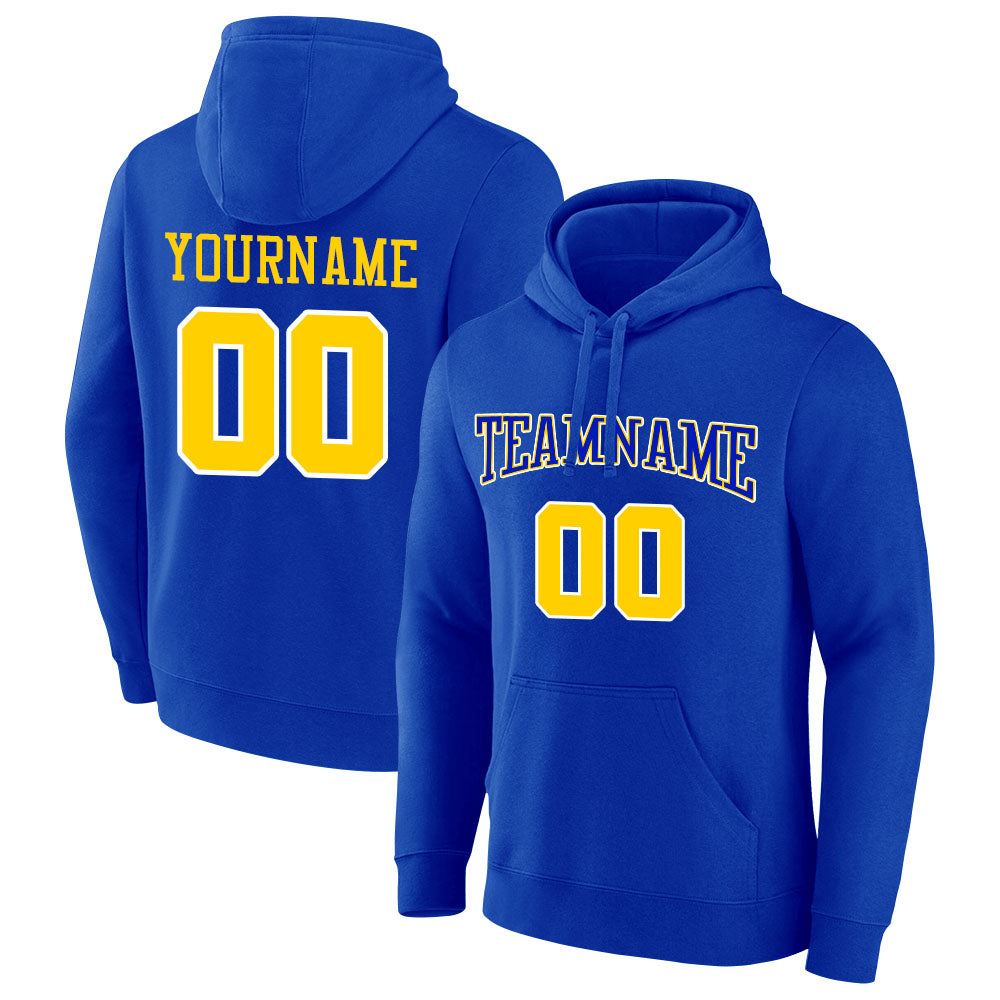 custom authentic pullover sweatshirt hoodie royal-yellow