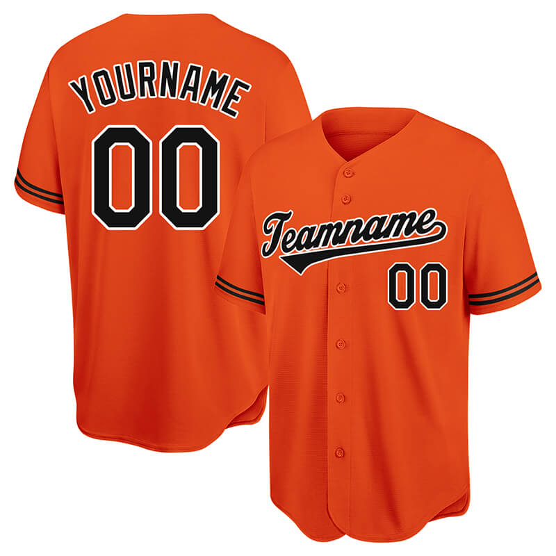 custom authentic baseball jersey orange-black-white mesh