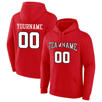 custom authentic pullover sweatshirt hoodie red-white-black