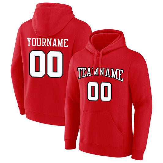 custom authentic pullover sweatshirt hoodie red-white-black
