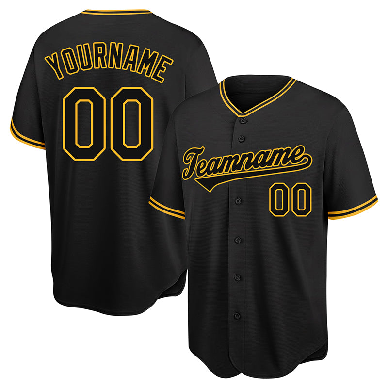 Custom Baseball Jersey Black-Yellow – Vients