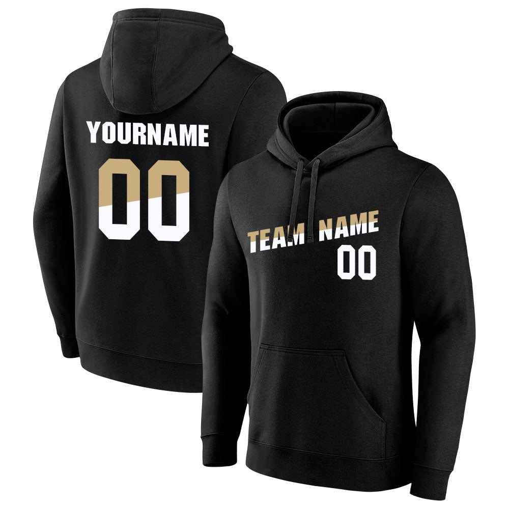 custom authentic pullover sweatshirt hoodie black-gold-white