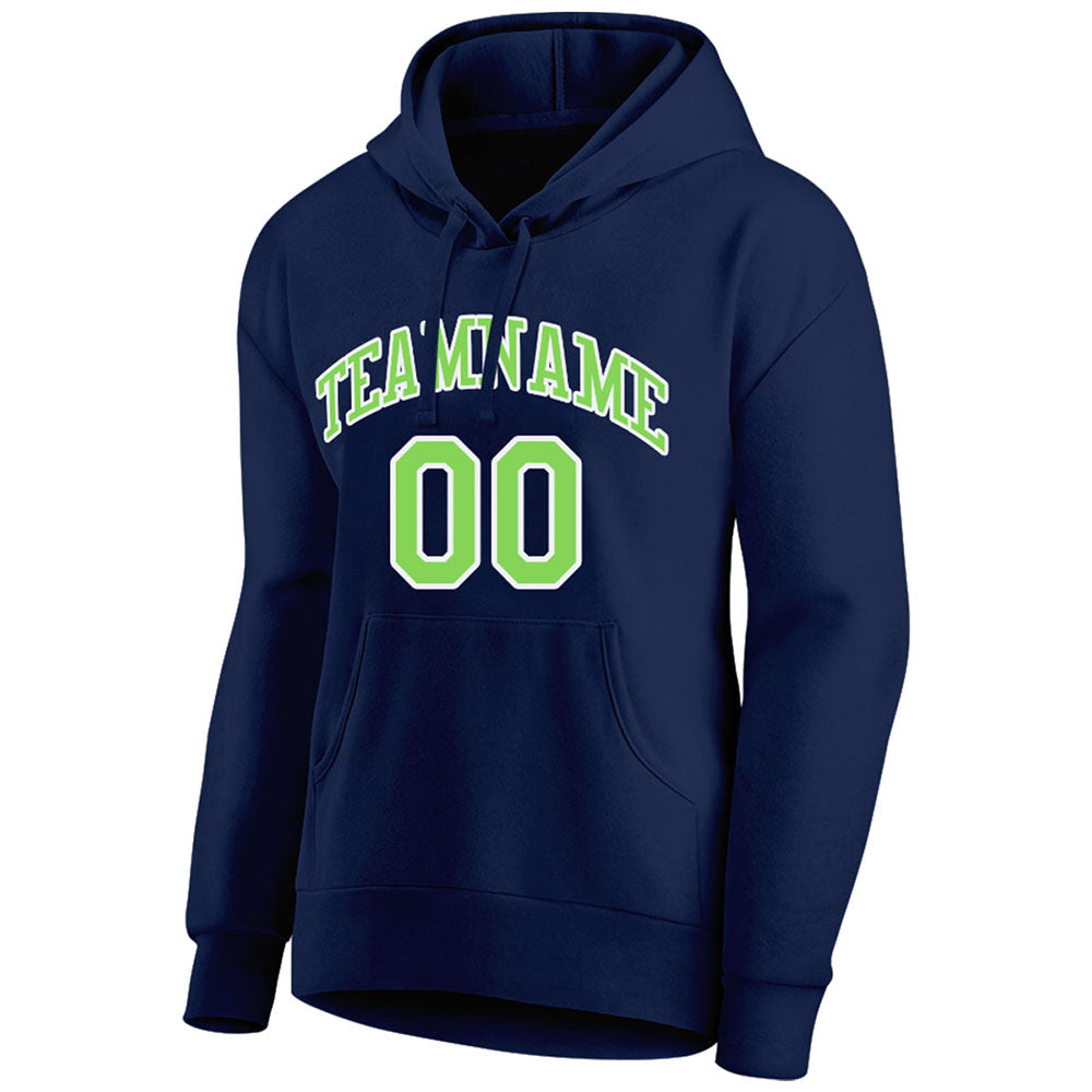 custom authentic pullover sweatshirt hoodie navy-neon green-white