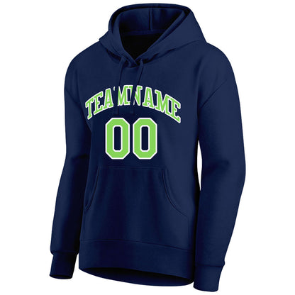 custom authentic pullover sweatshirt hoodie navy-neon green-white