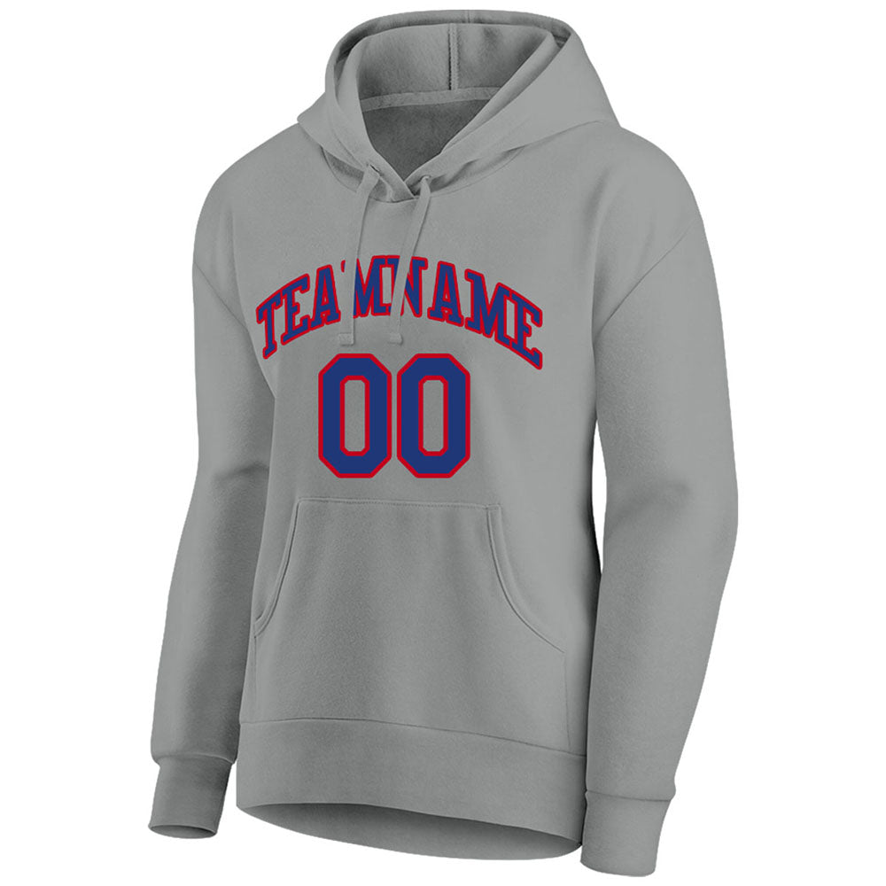 custom authentic pullover sweatshirt hoodie gray-blue-red