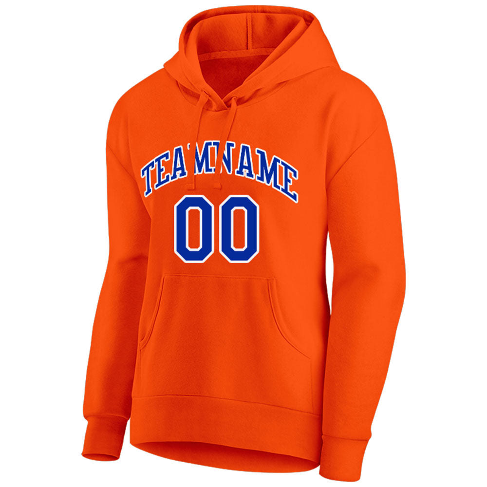 custom authentic pullover sweatshirt hoodie orange-blue-white