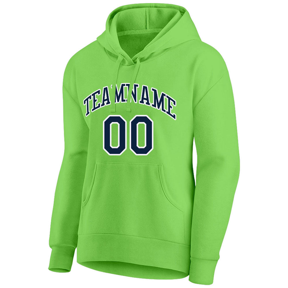 custom authentic pullover sweatshirt hoodie neon green-navy-white