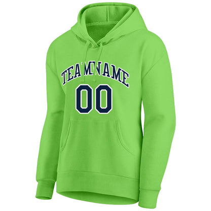 custom authentic pullover sweatshirt hoodie neon green-navy-white