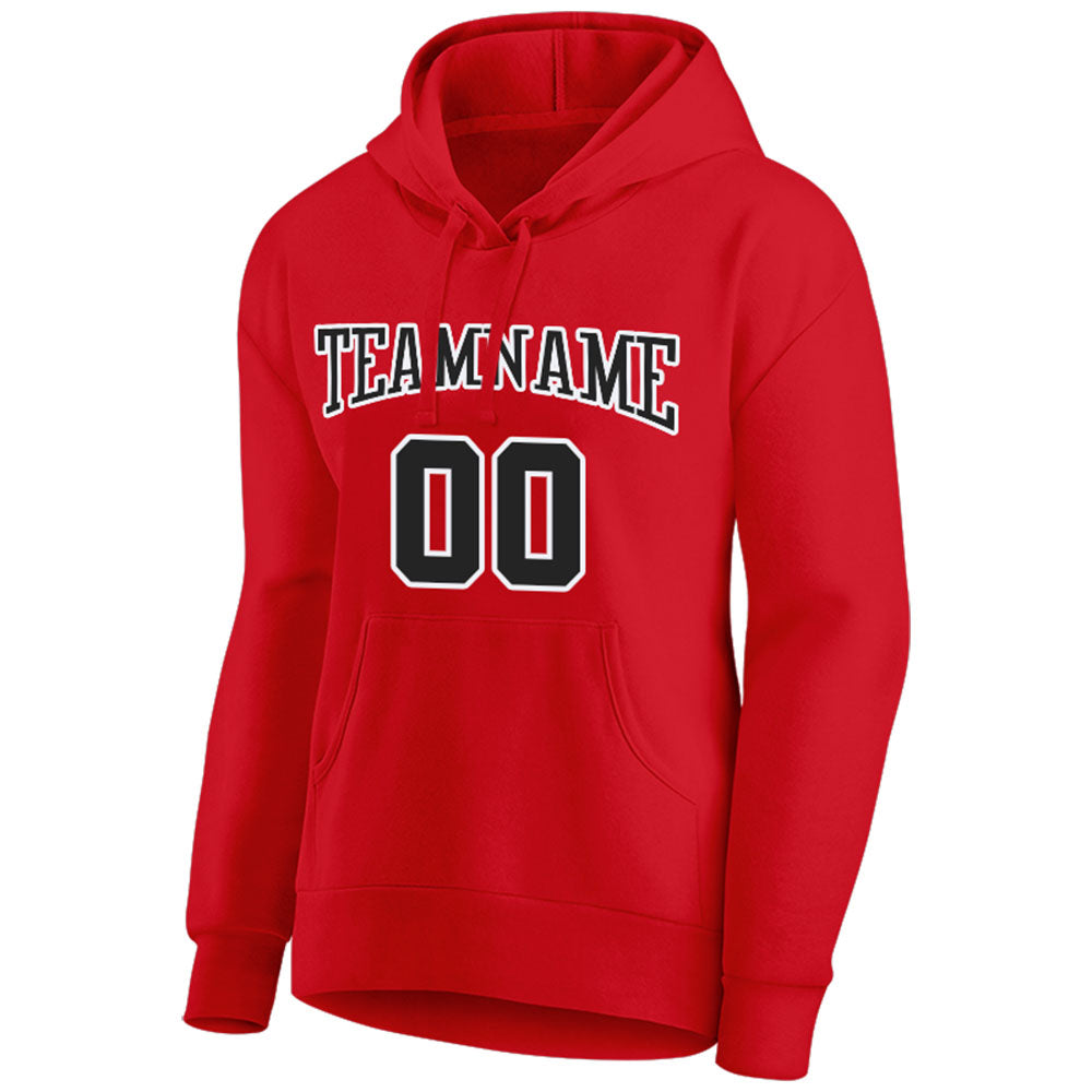 custom authentic pullover sweatshirt hoodie red-black-white