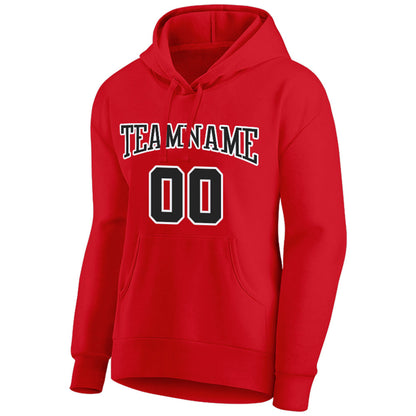 custom authentic pullover sweatshirt hoodie red-black-white