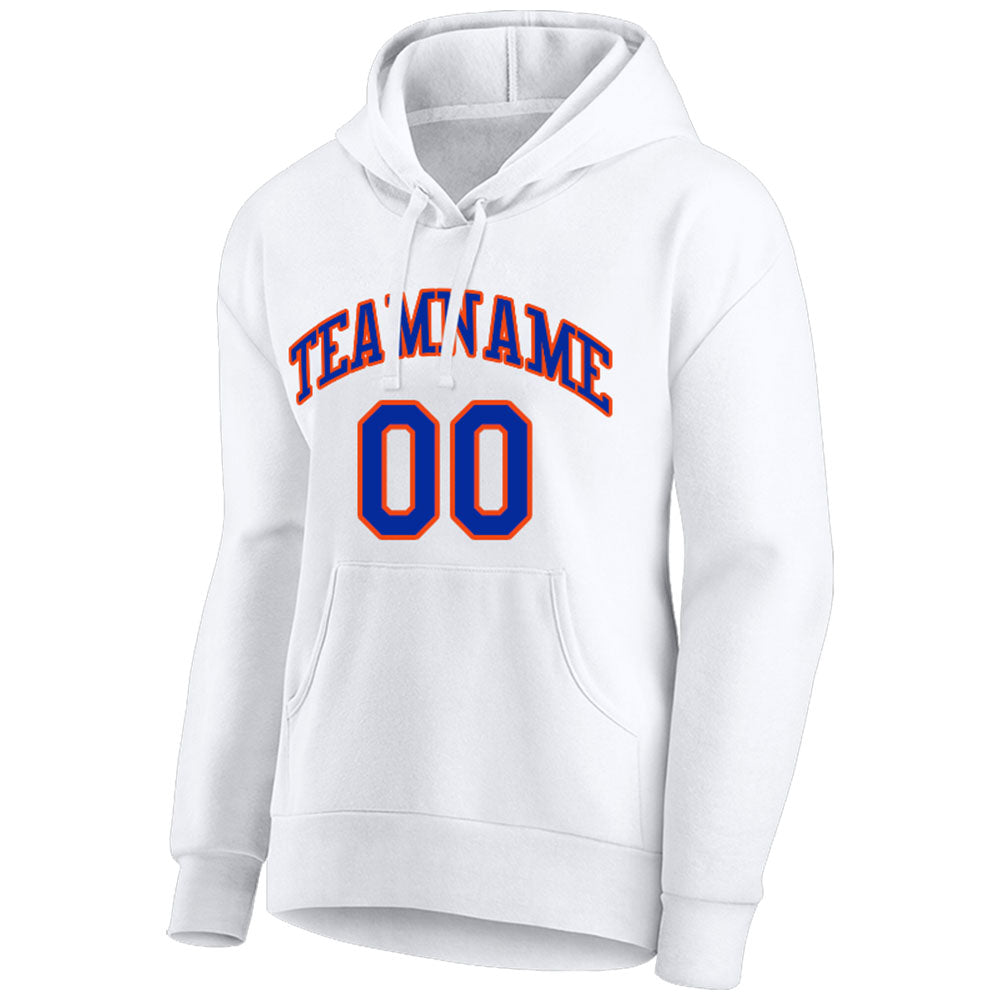 custom authentic pullover sweatshirt hoodie white-vlue-orange