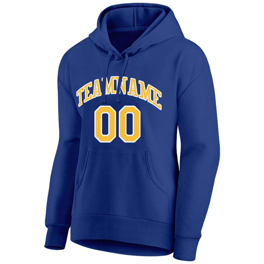 custom authentic pullover sweatshirt hoodie royal-yellow-white