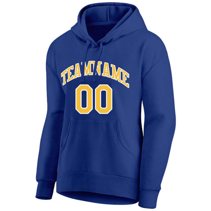 custom authentic pullover sweatshirt hoodie royal-yellow-white