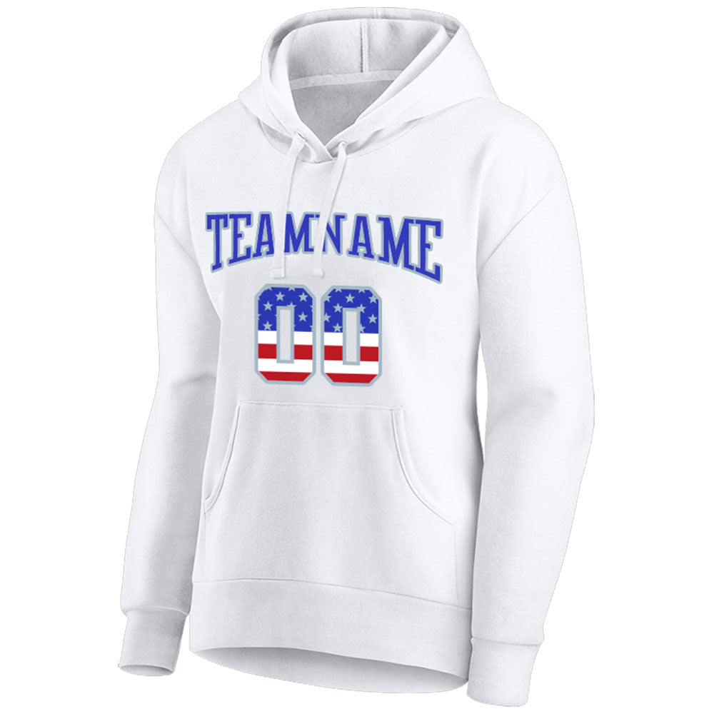 custom authentic pullover sweatshirt hoodie white-royal-red