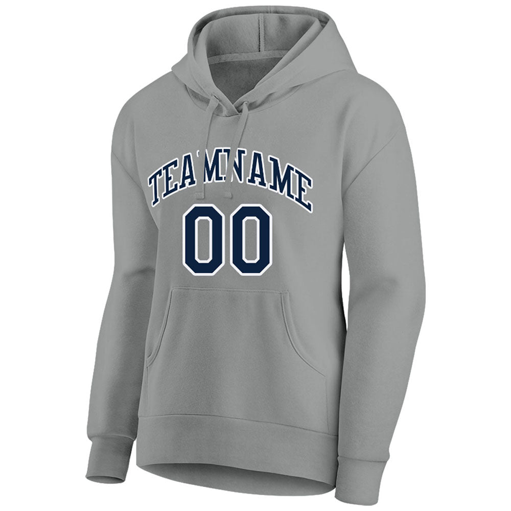 custom authentic pullover sweatshirt hoodie gray-navy-white