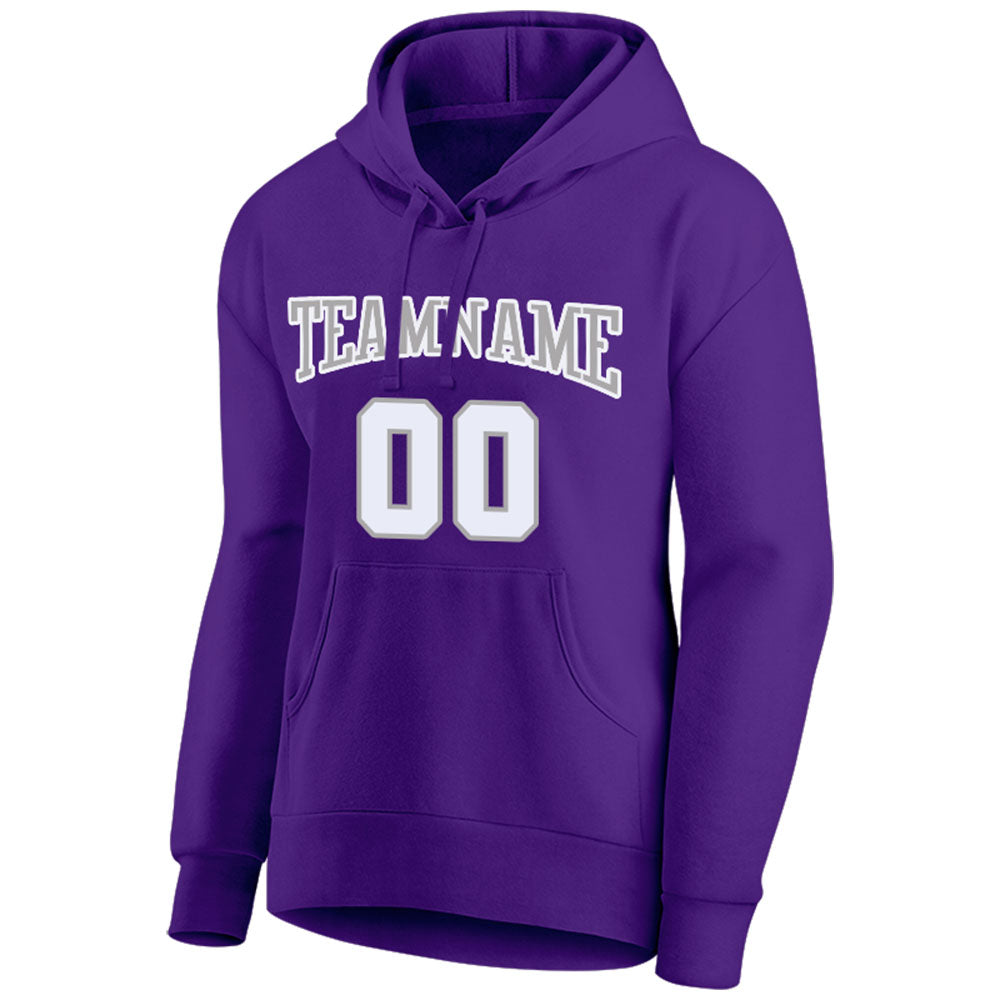 custom authentic pullover sweatshirt hoodie purple-white-gray