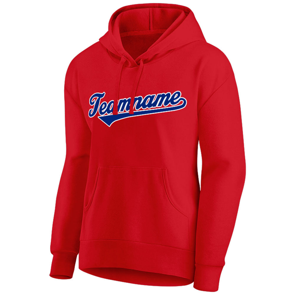 custom authentic pullover sweatshirt hoodie red-royal-white