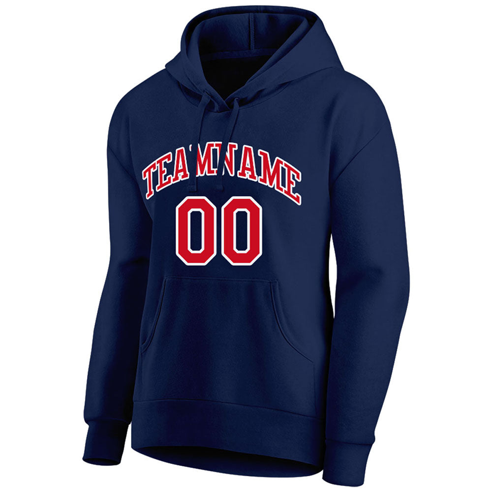 custom authentic pullover sweatshirt hoodie navy-red-white