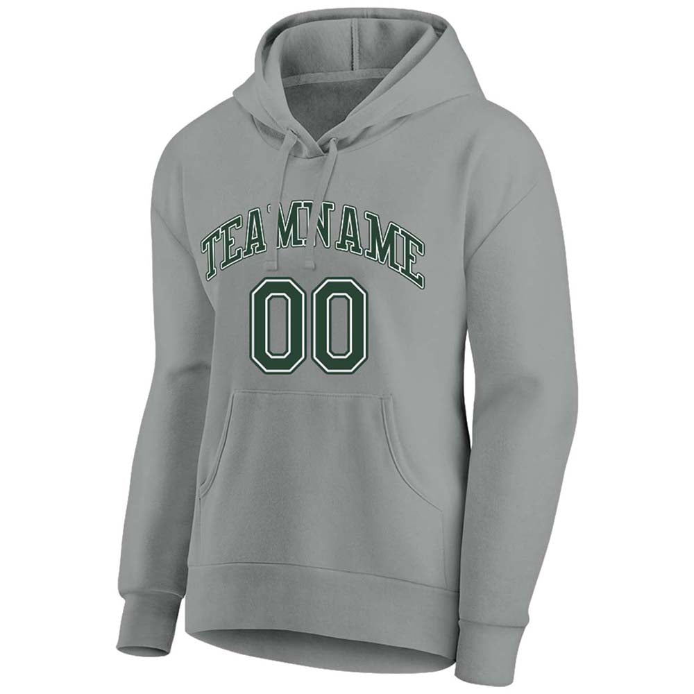 custom authentic pullover sweatshirt hoodie gray-green-white