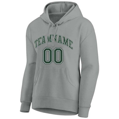 custom authentic pullover sweatshirt hoodie gray-green-white