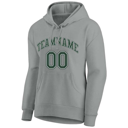 custom authentic pullover sweatshirt hoodie gray-green-white