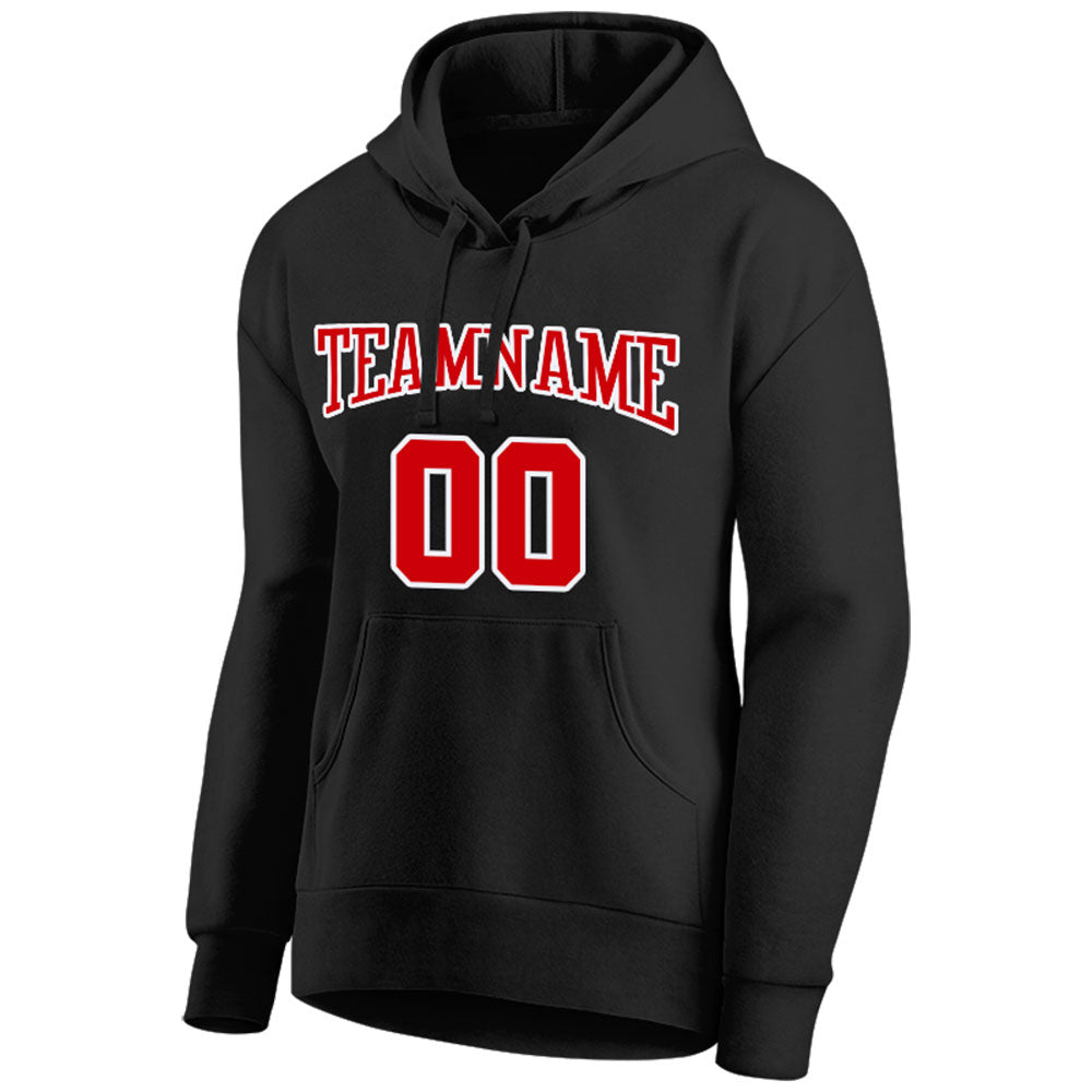 custom authentic pullover sweatshirt hoodie black-red-white