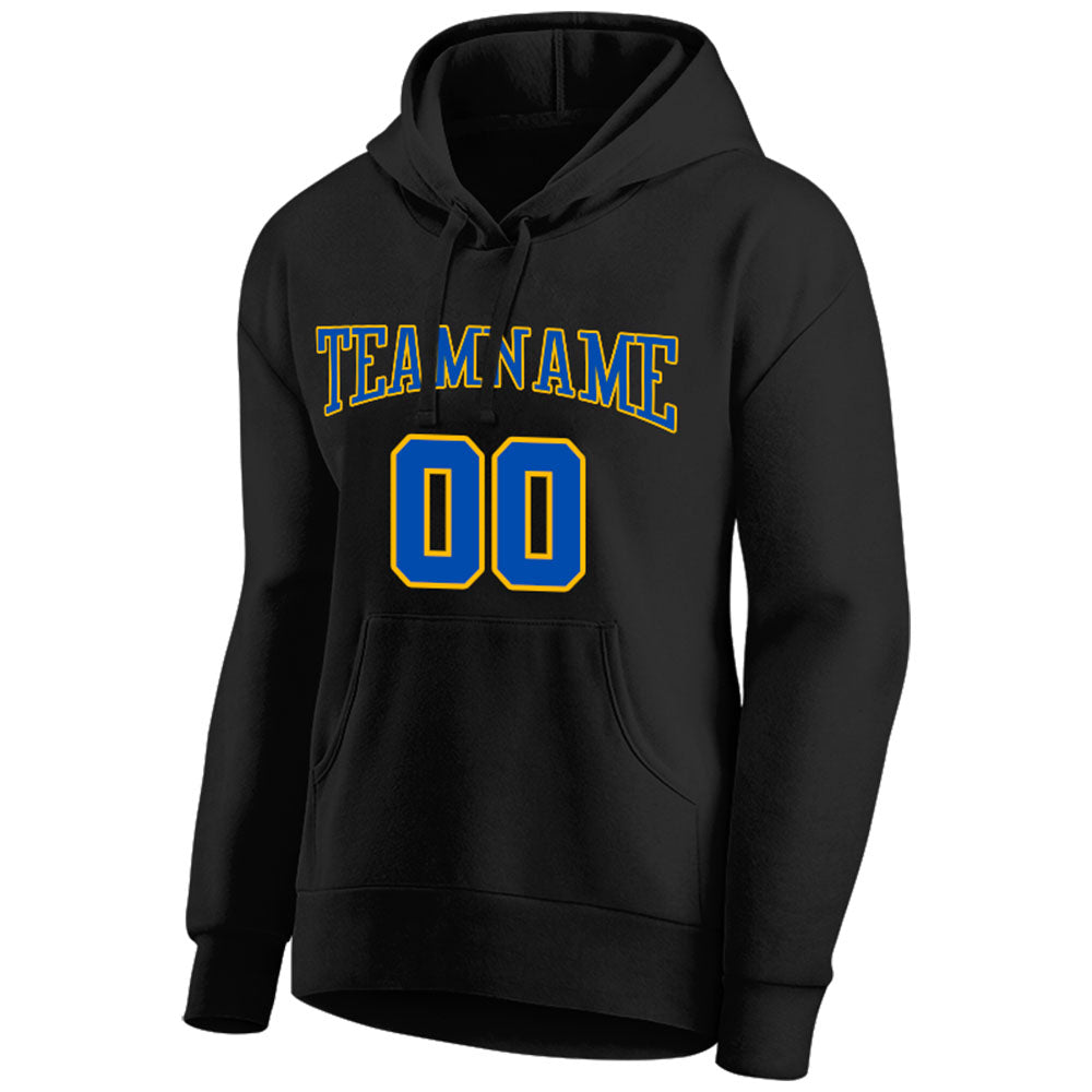 custom authentic pullover sweatshirt hoodie black-blue-yellow