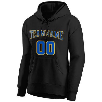 custom authentic pullover sweatshirt hoodie black-blue-yellow