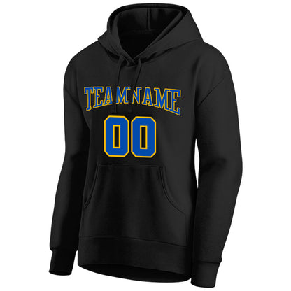 custom authentic pullover sweatshirt hoodie black-blue-yellow