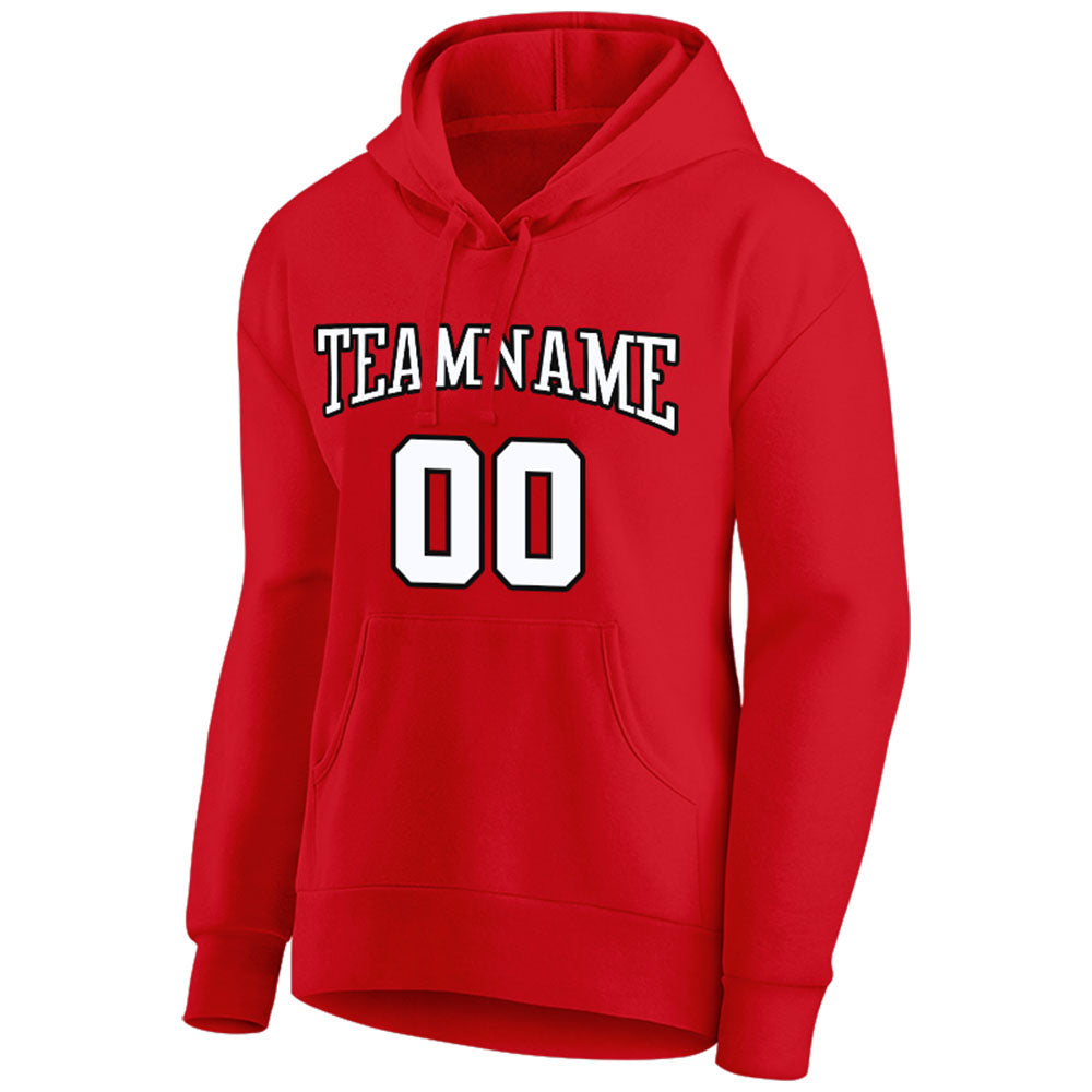 custom authentic pullover sweatshirt hoodie red-white-black