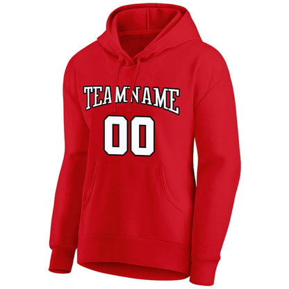 custom authentic pullover sweatshirt hoodie red-white-black