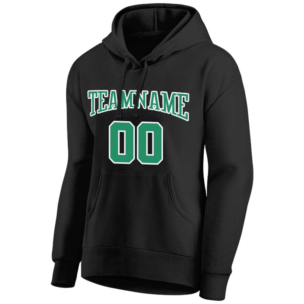 custom authentic pullover sweatshirt hoodie black-kelly green-white
