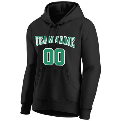 custom authentic pullover sweatshirt hoodie black-kelly green-white
