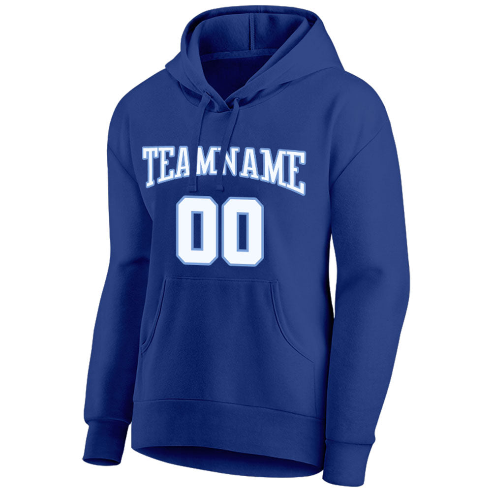 custom authentic pullover sweatshirt hoodie royal-white-light blue