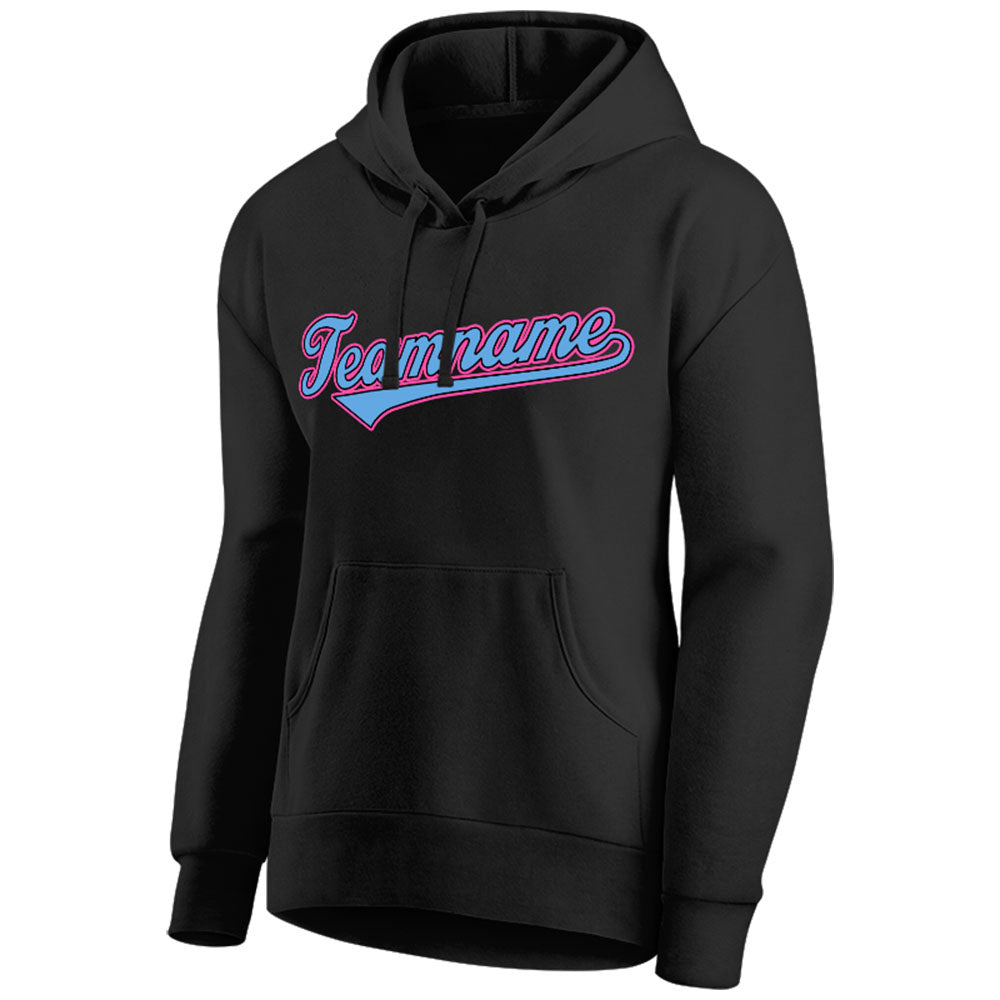 custom authentic pullover sweatshirt hoodie black-light blue-pink