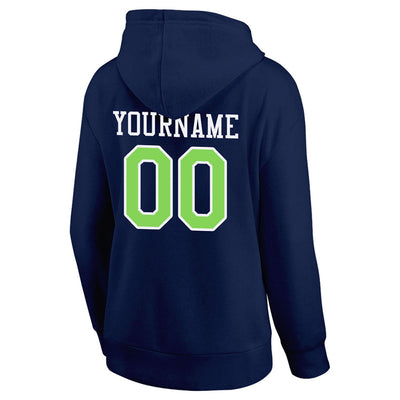 custom authentic pullover sweatshirt hoodie navy-neon green-white