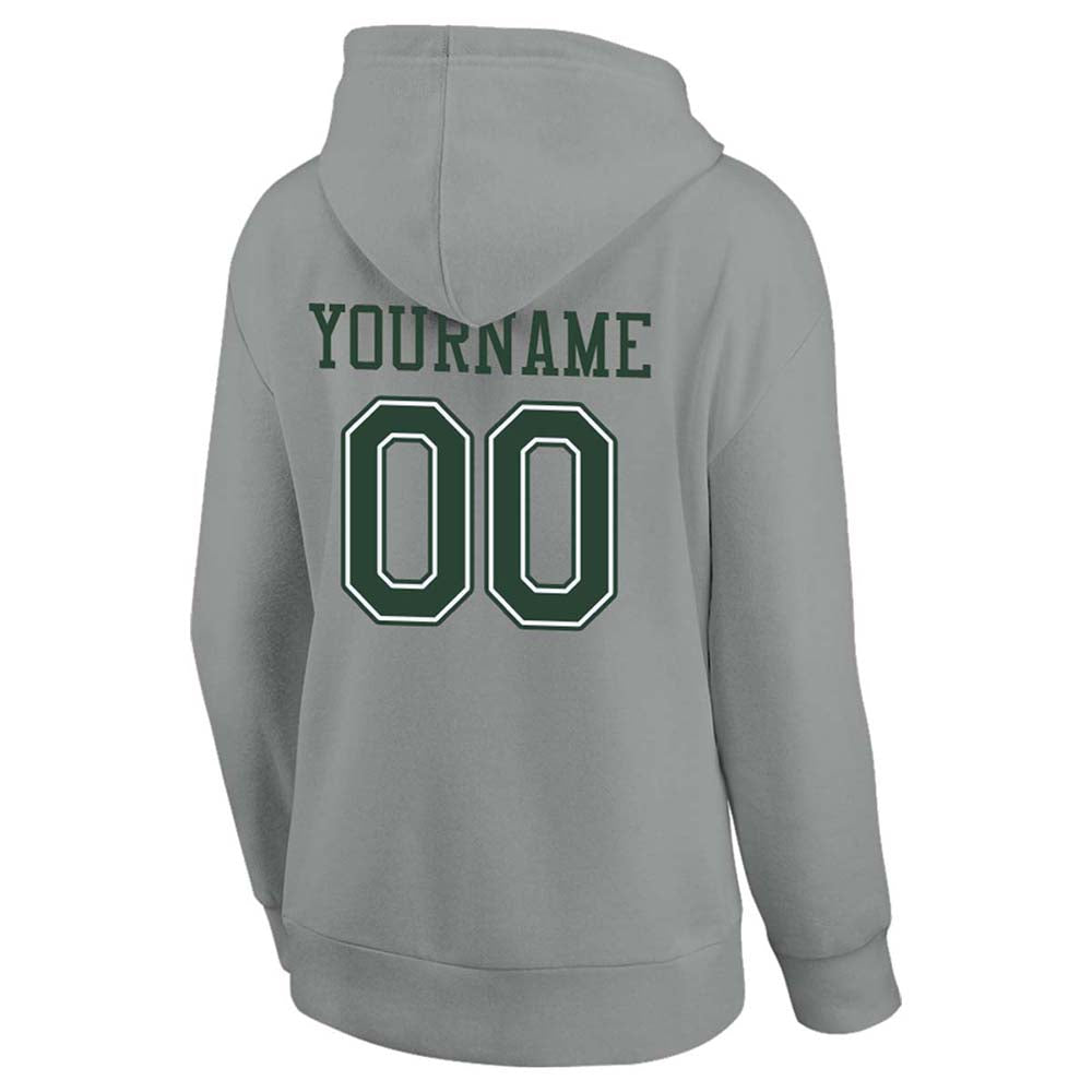 custom authentic pullover sweatshirt hoodie gray-green-white