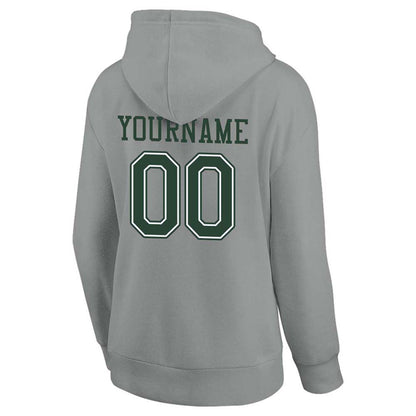 custom authentic pullover sweatshirt hoodie gray-green-white