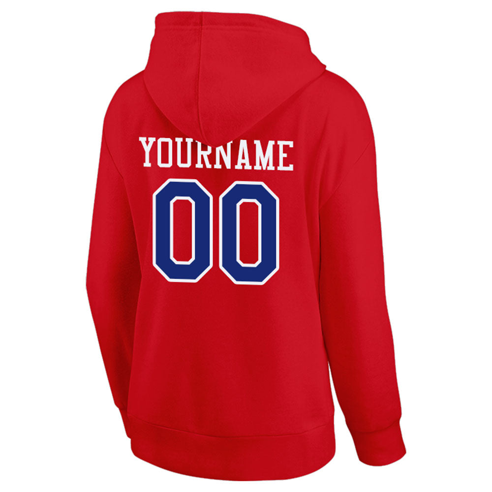 custom authentic pullover sweatshirt hoodie red-royal-white
