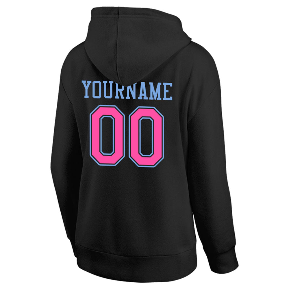 custom authentic pullover sweatshirt hoodie black-light blue-pink