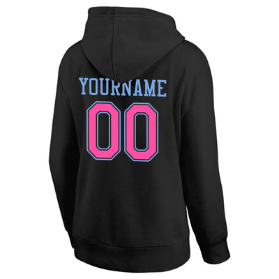 custom authentic pullover sweatshirt hoodie black-light blue-pink