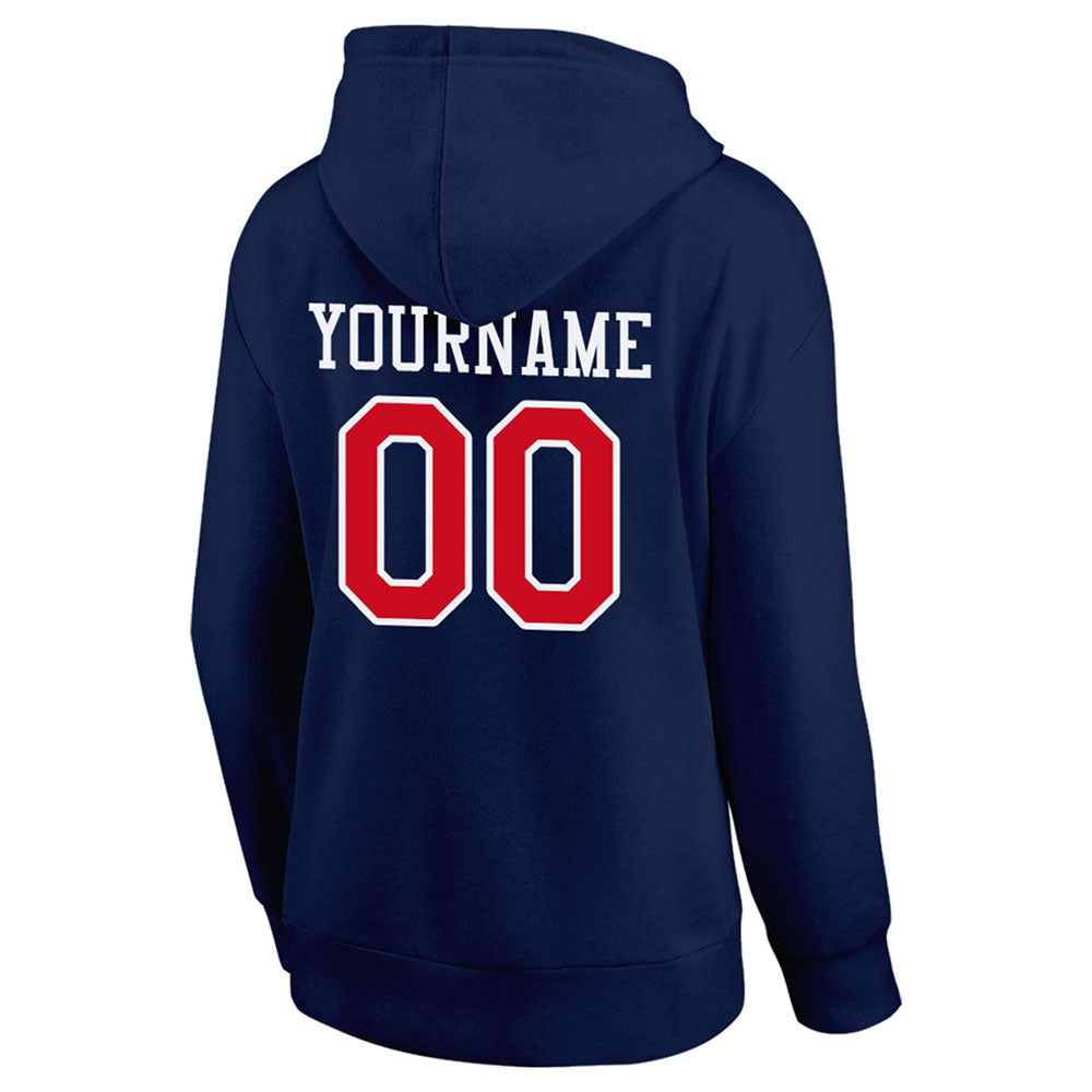 custom authentic pullover sweatshirt hoodie navy-red-white