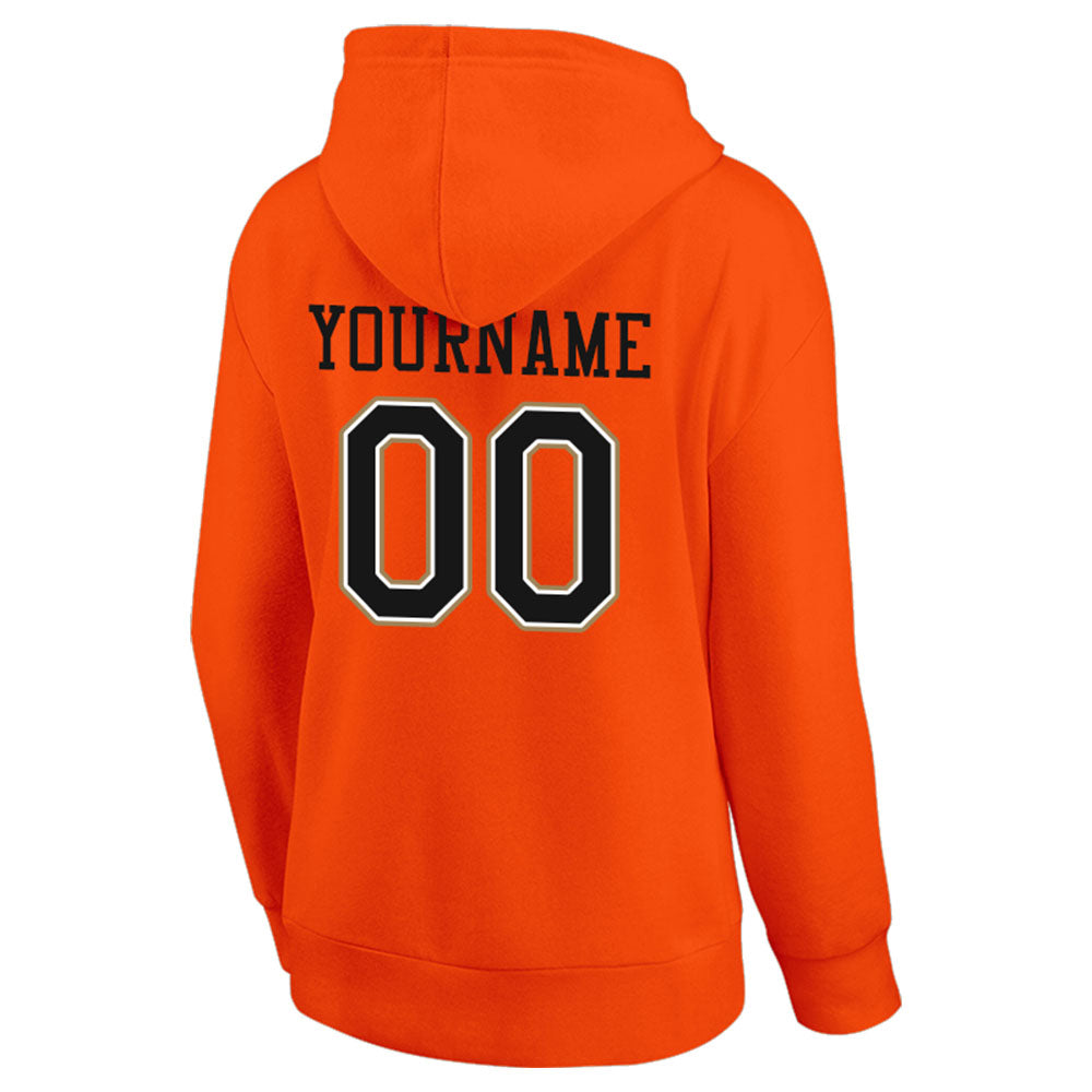 custom authentic pullover sweatshirt hoodie orange-black-white-gold